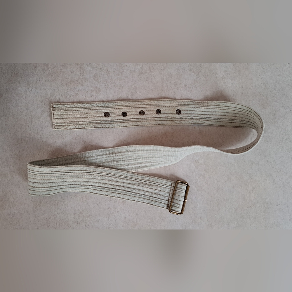 Striped Cream Belt with Buckle